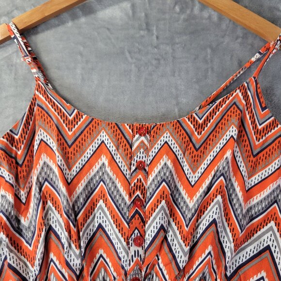 West Loop Womens Dress XL Orange White Chevron Print Sleeveless Summer Boho‎ - Picture 5 of 8
